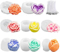 8Pcs Rose Flower Tulip Peony Heart Candle Soap Wax Mold Valentine Day Silicone by MGLIFEUL