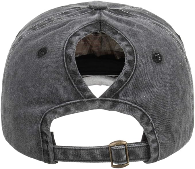 Criss Cross Hat Washed Distressed Baseball Cap Ponytail Hat High Messy Bun Ponycap for Women