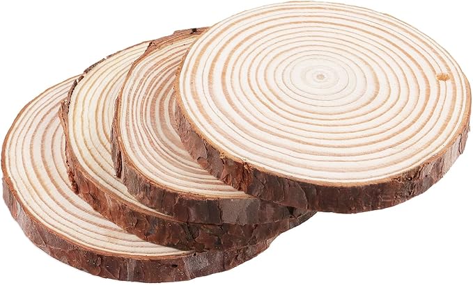 60 Pieces Wood Slices with Hole, 3.5-4 Inch Unfinished Round Wooden Circles - Image 3