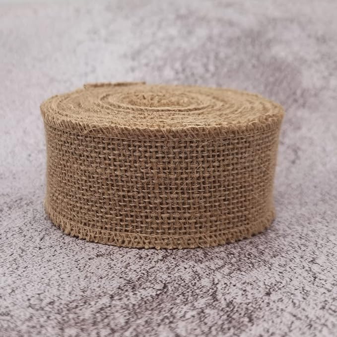 INSPIRELLE 2" Natural Burlap Fabric Roll 10 Yards Jute Ribbon - Image 2