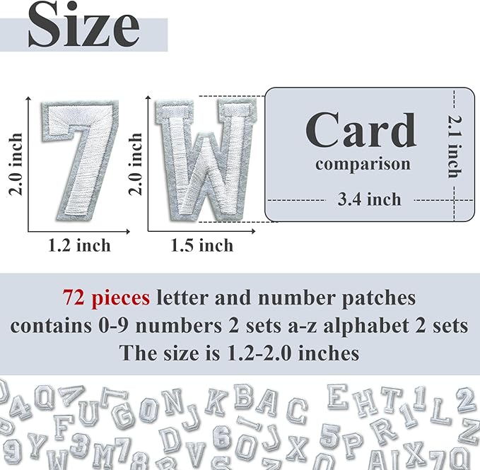 Letter and Number Iron On Patches, A-Z Alphabet and Numbers 0-9 Embroidery - Image 2