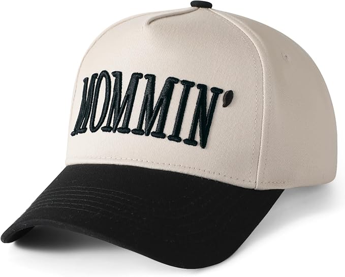 Mommin Trucker Hat, Mothers Day Gifts for Mom Wife, Vintage Two Tone Ponytail Baseball Cap, Adjustable Embroidered Hat