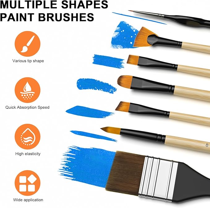 Nicpro 36pcs Paint Brush Set, Professional Paintbrushes - Image 3