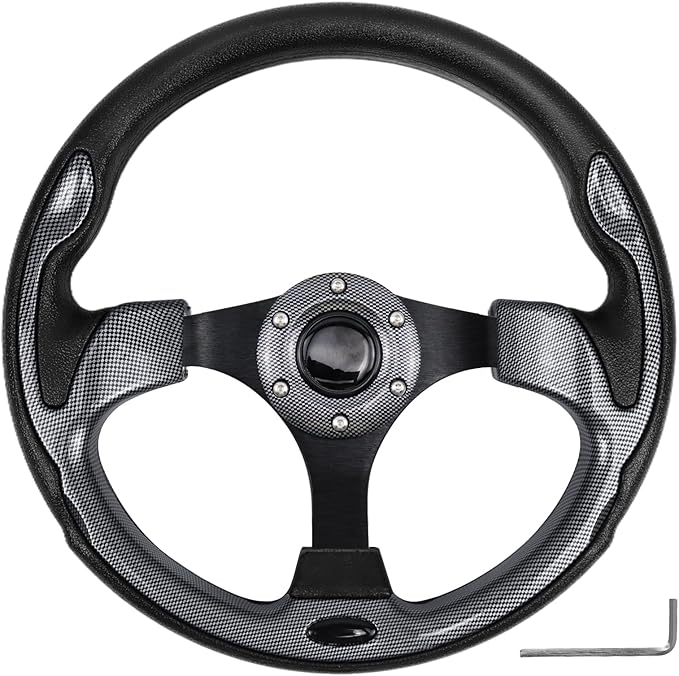 Golf Cart Steering Wheel, Skid Steering Wheel, Universal Golf Cart for Club Car EZGO RXV and TXT, Yamaha, Precedent Tempo, DS