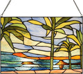 PA0006 Stained Glass Window Panel-14 Wx9.5 H Window Suncatcher Tiffany Style by HomeBeauty