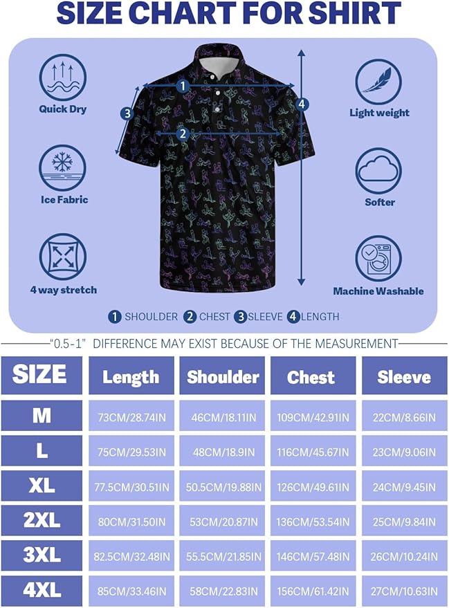 Mens Golf Shirts Golf Polo Shirts for Men Short Sleeve Polo Shirts Golf Gifts