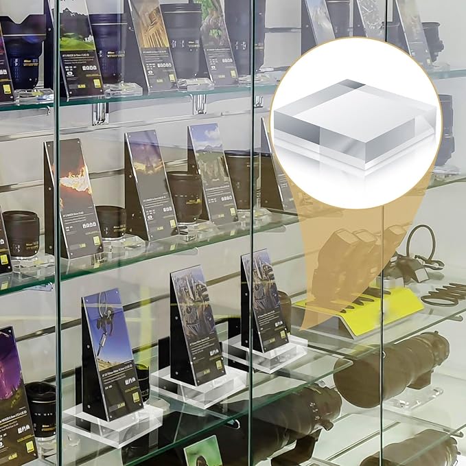 Remerry 8 Pieces Acrylic Display Block 4 x 4 x 1 Inch Clear Polished Acrylic - Image 5