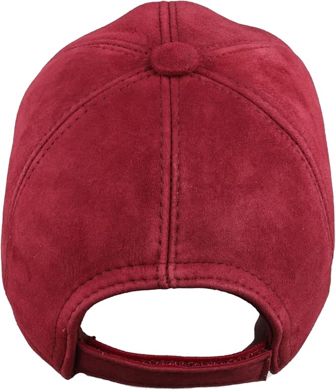 Suede Leather Baseball Cap – Unstructured 6 Panel Adjustable Strapback Hat for Men & Women