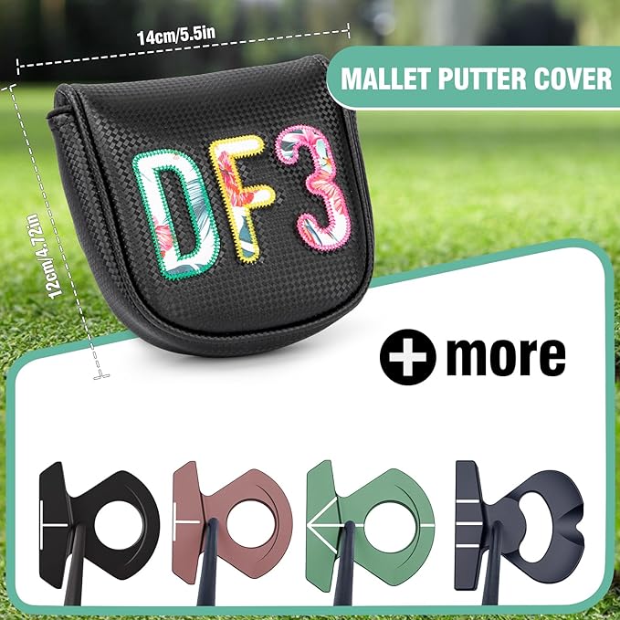 Golf Club Covers White Lucky Clover Golf Head Covers Driver Covers Fariway Wood Headcover Hybrid Covers Leather Golf Headcover with Number Tag for All Brand