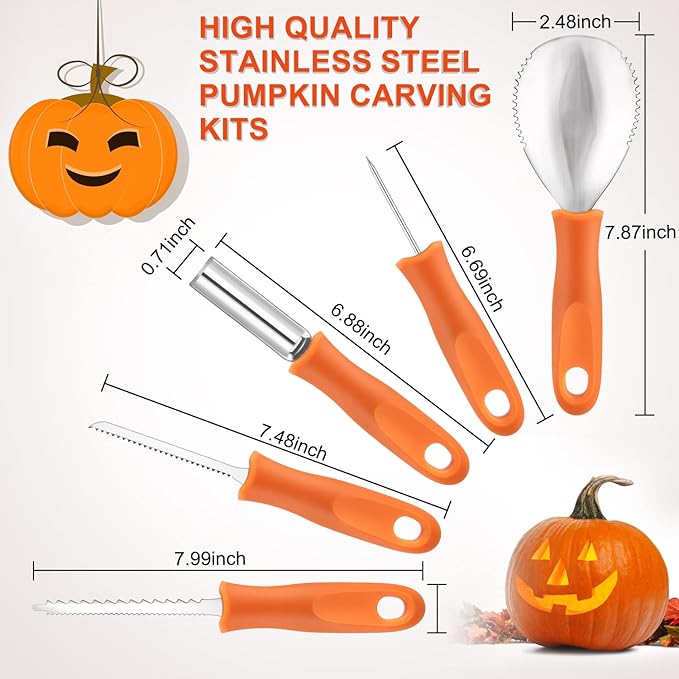 Pumpkin Carving Kit Tools Halloween, Stainless Steel Double-side Sculpting Tool - Image 4