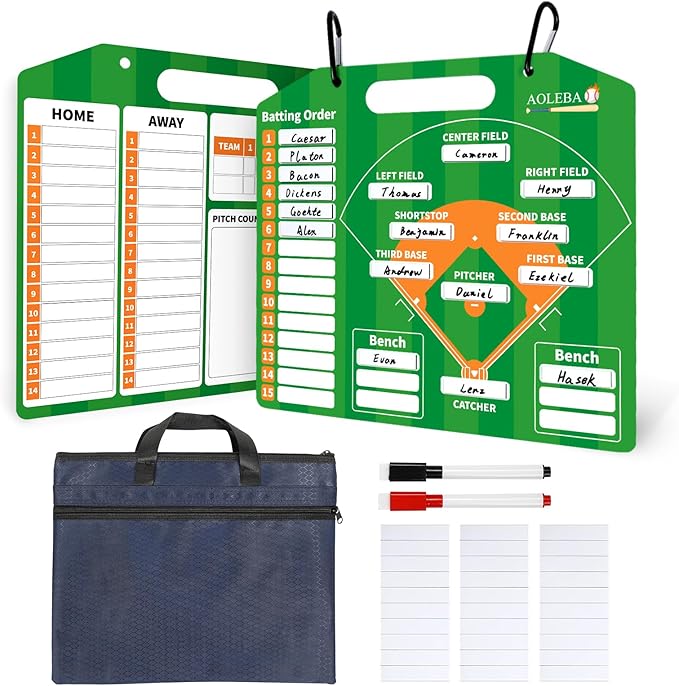 AOLEBA Baseball Lineup Board for Dugout,Dry Erase Magnetic Metal Baseball Clipboard for Coaches