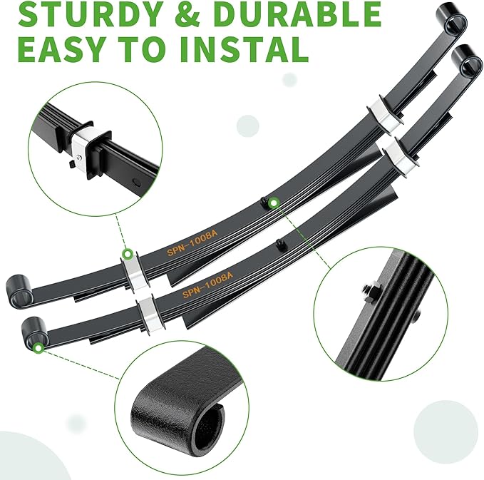 Heavy Duty Rear 4-Leaf Spring Kit with Bushings & Sleeves for Club Car DS Golf Cart Accessories OEM 102006501, 1014675, 1011149, 1012618, 1015583, 1012303, 1014902