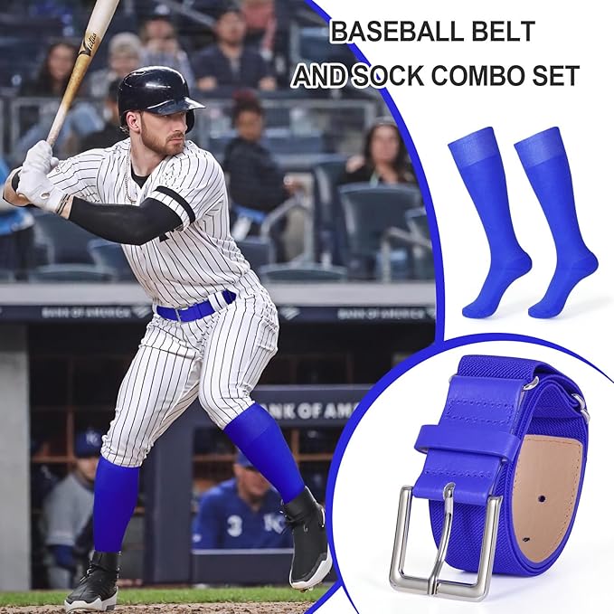 XZQTIVE Baseball Softball Socks and Baseball Softball Belt Combo Set Knee-High Soccer Socks for Kids Youth Adult
