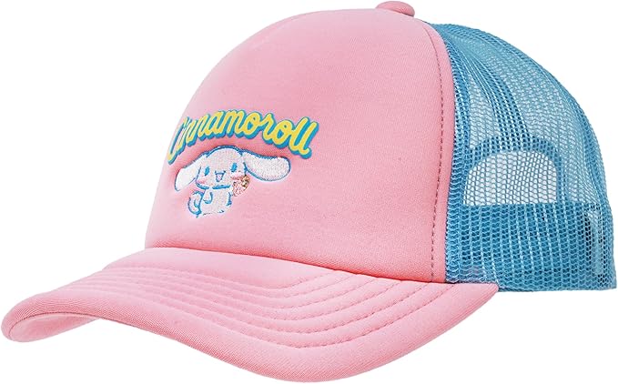 Cinnamoroll Trucker Hat, Puff Print Adult Baseball Cap with Curved Brim, Pink, One Size