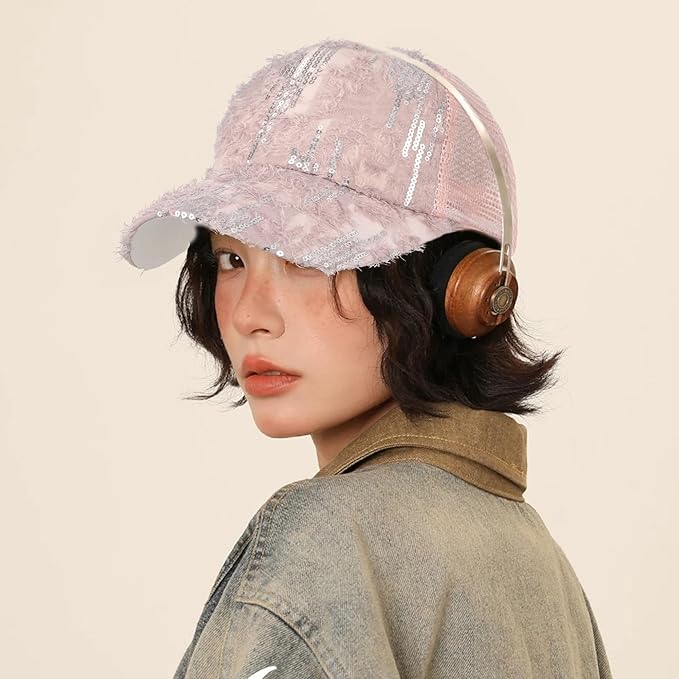 Hoce Fashion Rhinestone Denim Baseball Cap Studded Bling Hat for Women