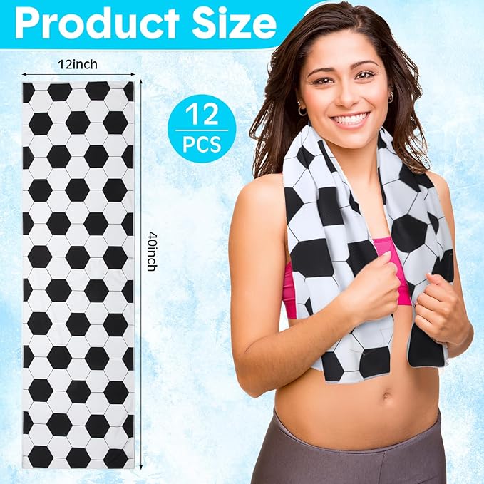 FuWeave 12 Pcs Cooling Towel 40 x 12 Inch Basketball Baseball Football Volleyball Soccer Softball Microfiber Fast Drying Towel for Gift Women Men
