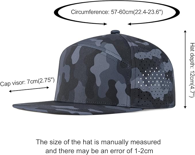 FEINION Men Flat Brim Adjustable Performance Hat Snapback Laser Perforated Baseball Cap