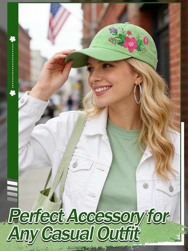 Biggun Trendy Embroidered Baseball Cap for Girls Women Men - Adjustable Soft Breathable Hats for Casual Wear