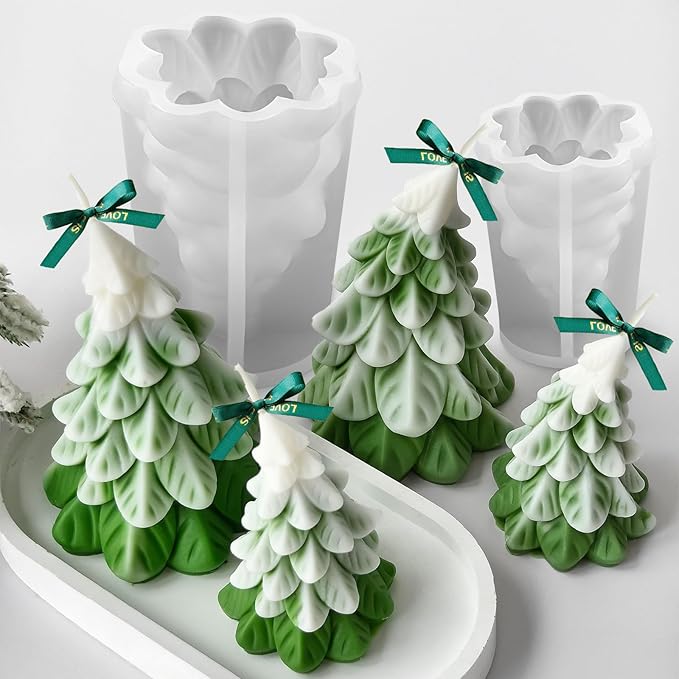 2 Pcs Christmas Candle Molds, Christmas Tree Silicone Molds by ZQYSING