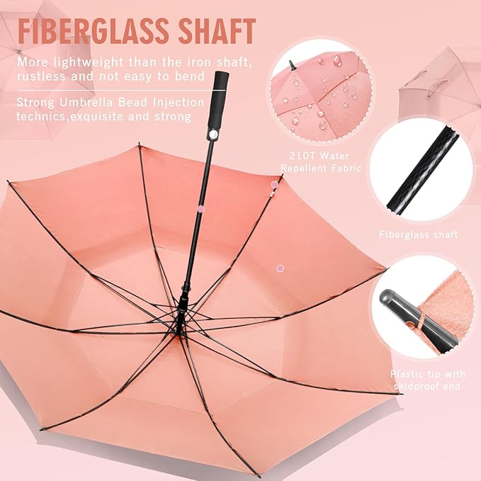 ZOMAKE Golf Umbrella Windproof, Extra Large Oversized Heavy Duty Double Canopy for Rain, Sports Games & Push Cart(51/54/62/68/72Inch)