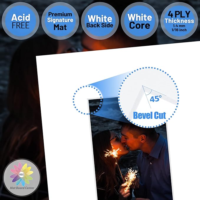 Mat Board Center, 8x10 for 4x6 White Photo Picture Mats - Image 3