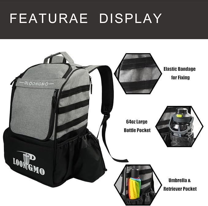 Disc Golf Bag, Durable Disc Golf Backpack Holds 22+ Discs, Large Capacity with Multiple Storage Pockets