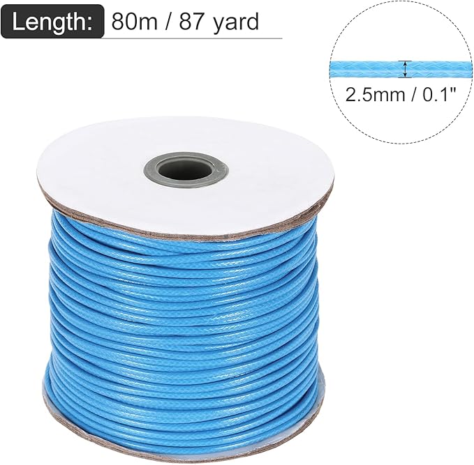 MECCANIXITY Waxed Cord 2.5mm Waxed Polyester Cord 87 Yard Wax String - Image 2