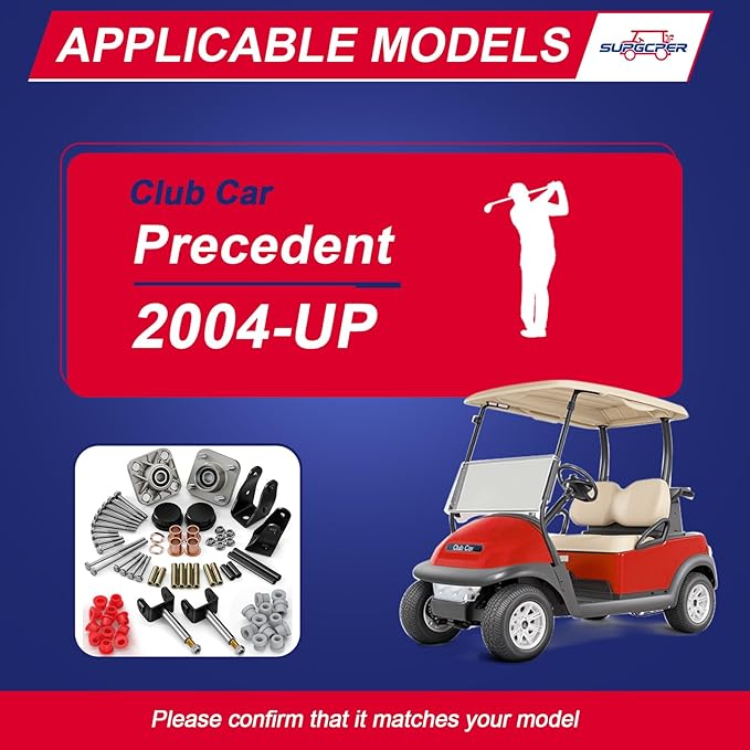 Deluxe Club Car Precedent Front End Repair Kit, Golf Cart Suspension Rebuild Kit for 2004-Up Precedent Gas&Electric, with Front Wheel Hub Bearing King Pin Bushings Full Sets