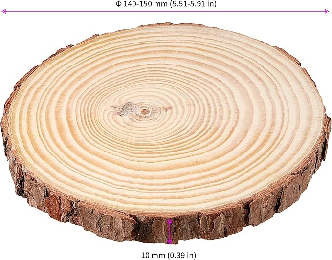 JEUIHAU 12 PCS 5.5-5.9 Inches Natural Unfinished Wood Slices, Round Wooden Tree - Image 2