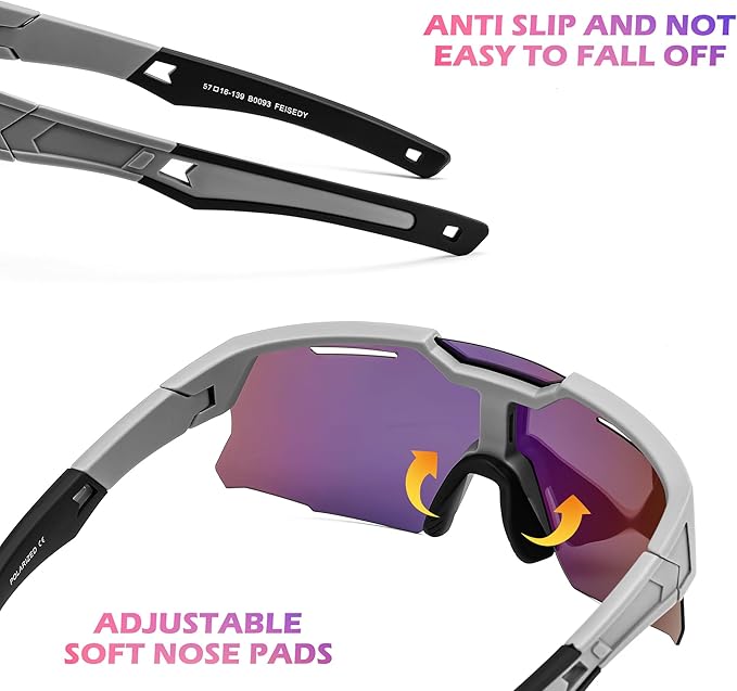 FEISEDY Kids Sunglasses Youth Baseball Sun Glasses, UV400 Sports Teens Cycling Shades for Boys Girls Age 8-16 B0048
