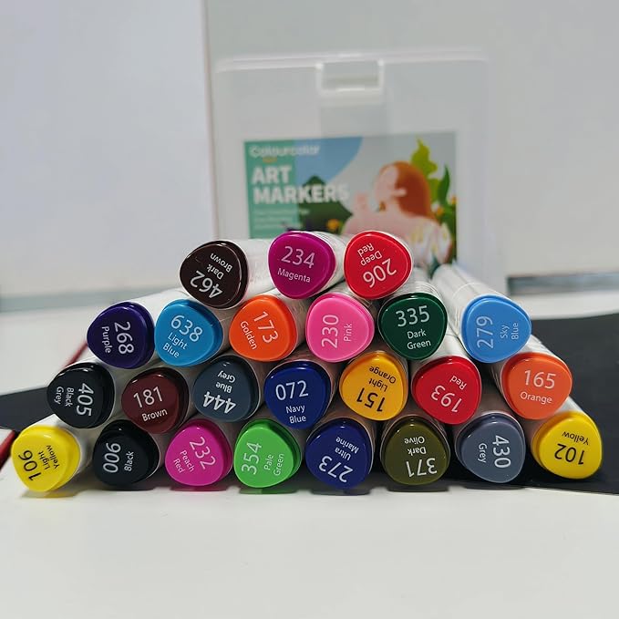 Back to School 24 Colors Alcohol Markers Set, Fine & Chisel Dual Tips Art Twin - Image 5