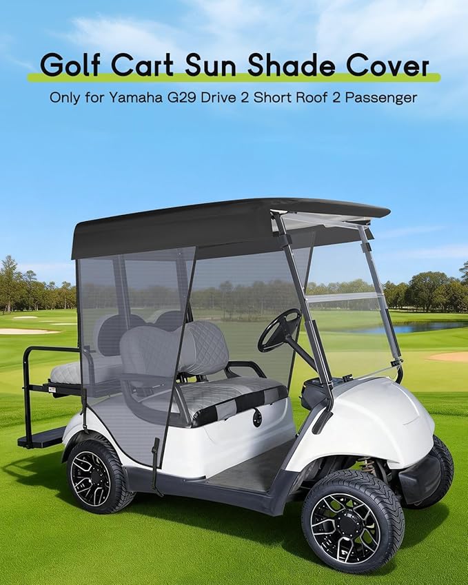 Golf Cart Sun Shade Cover for Yamaha G29 Drive 2 69" Roof Breathable Mesh UV Sunshade Curtain Gray