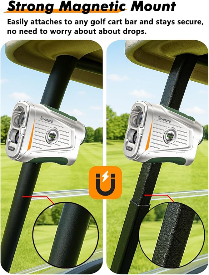 Magnetic Golf Rangefinder with Slope – 7X Magnification, 1300Y Range Finder Golf for All Levels, Fast Flag Lock Vibration, Rechargeable, Waterproof Golf Accessories for Men and Women