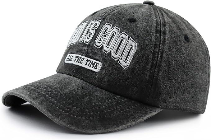 God is Good All The Time Hat for Men Women, Funny Adjustable Cotton Embroidered Jesus Christian Faith Baseball Cap