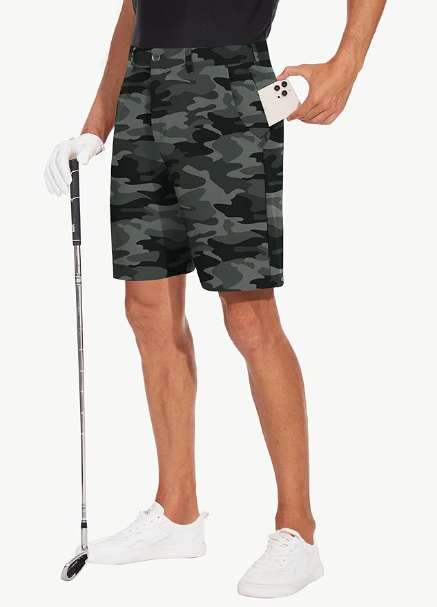 JWM Mens 7"/9" Stretch Golf Shorts - Lightweight Hybrid Casual Dress Work Flat Front Shorts with 5 Pockets Quick Dry UPF50