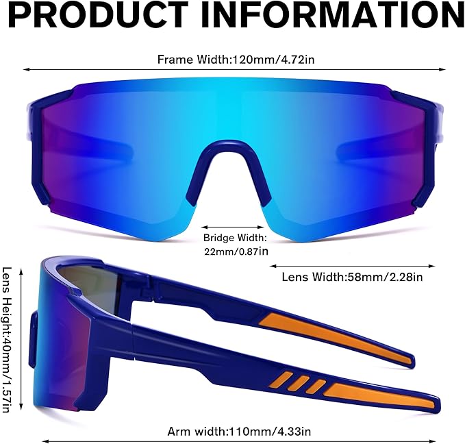 COASION Kids Baseball Sunglasses - Baseball Sunglasses for Boys Girls With Strap - Sports Softball Shades Age 3-10
