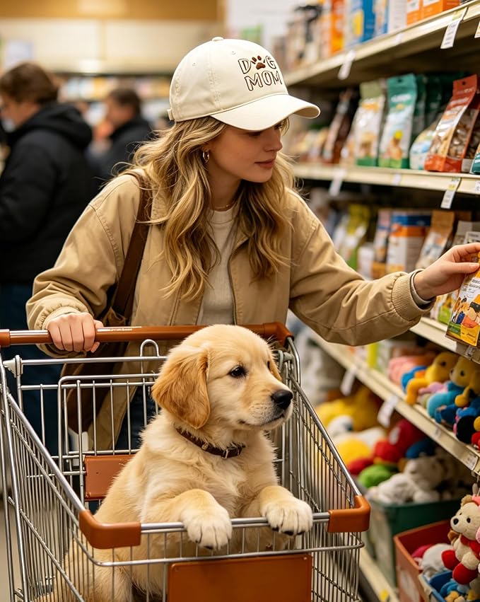 Waldeal Women's Embroidered Dog Mom Hat Adjustable Denim Baseball Cap