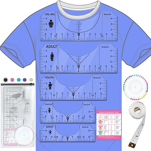 Vowlove Tshirt Ruler Guide for Cricut Heat Press, Shirt Measurement Tool Vinyl by Vowlove