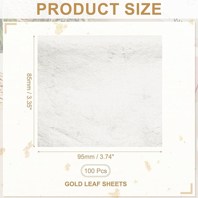 PATIKIL Gold Leaf Sheets for Art 3.7" x 3.4", Light Silver - Image 2