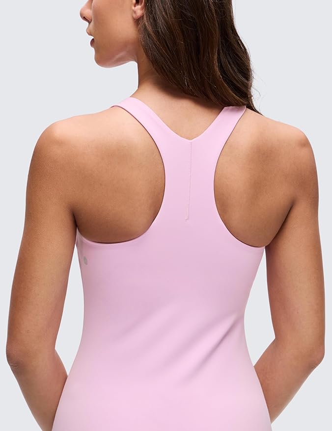 CRZ YOGA Butterluxe Racerback Mini Dress for Women - A Line Crewneck Casual Travel Outfits with Bras No Built-in Shorts