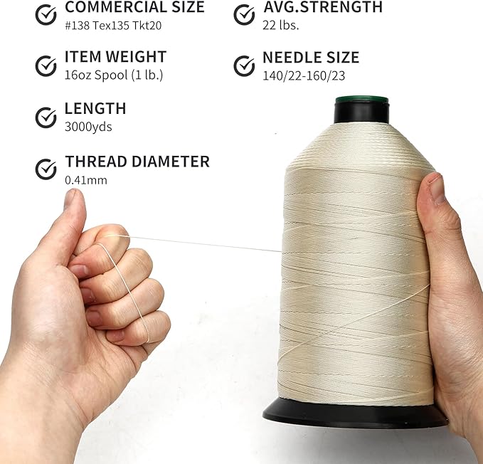 Extra Strong Bonded Nylon Thread #138 Tex135 – 16 OZ, Versatile Stitching - Image 3