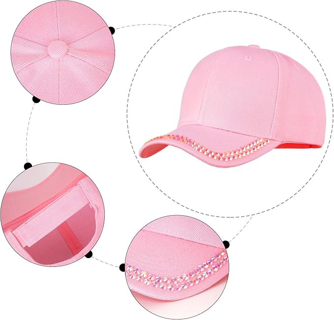 Hoce Fashion Rhinestone Denim Baseball Cap Studded Bling Hat for Women