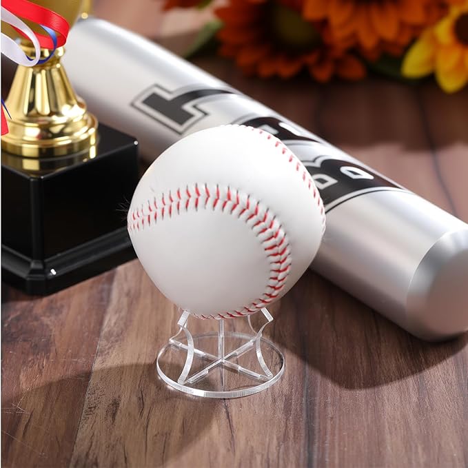 Mudder 12 Pack Baseball Display Stand, Acrylic Ball Display Holder Transparent Sports Balls Stand Holder Rack for Baseball, Golf Balls, Tennis Ball, Softball, Home Office Collection