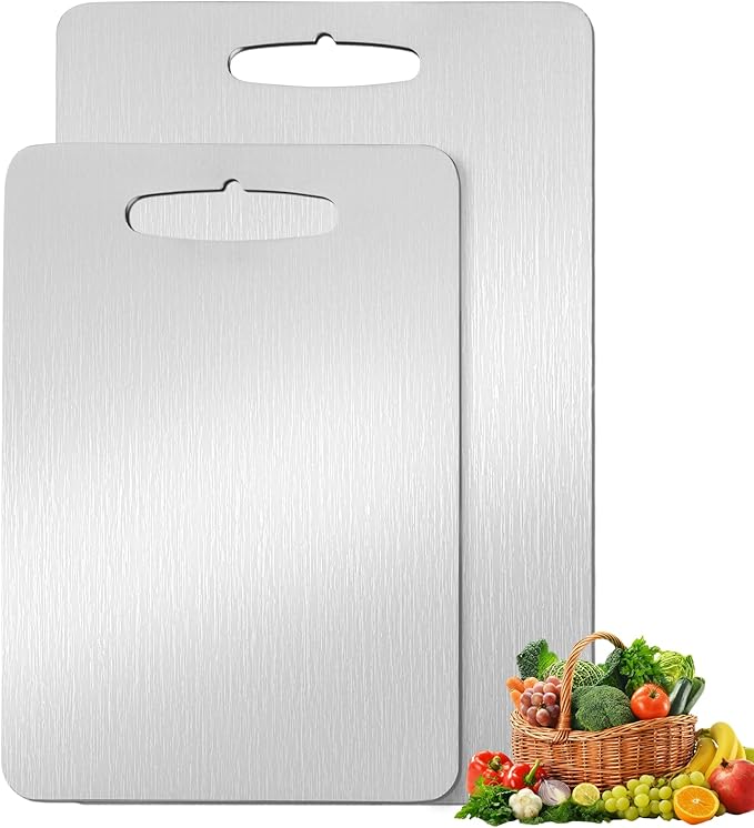 2 Pack Titanium Cutting Board, 2025 New Upgrade 100% Pure Titanium Cutting by Unknown