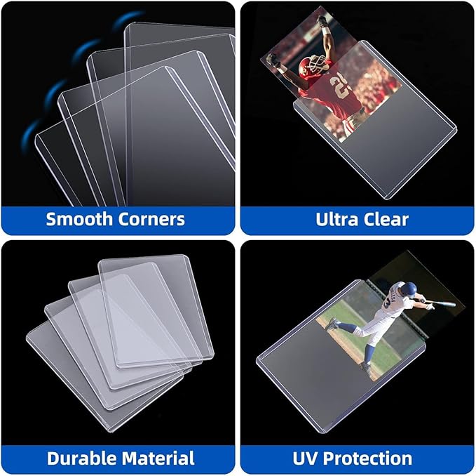 2000 Card Sleeves Hard Plastic, Arjiekwei 3"X4" Baseball Cards Protectors Plastic, Premium Card Holder for Trading Sports Baseball Football Game Cards (1000 Hard Sleeve + 1000 Soft Sleeve)