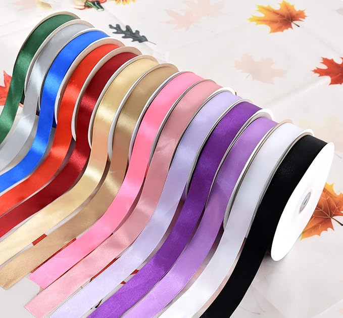 TONIFUL 1 Inch x 100yds Purple Satin Ribbon, Thin Solid Color Satin Ribbon - Image 7