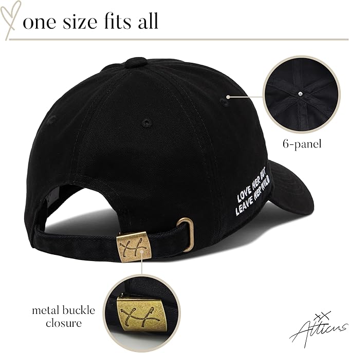 Atticus Poetry Hat, Embroidered Brushed Cotton Women’s Baseball Hat Unisex Fit, Adjustable One Size