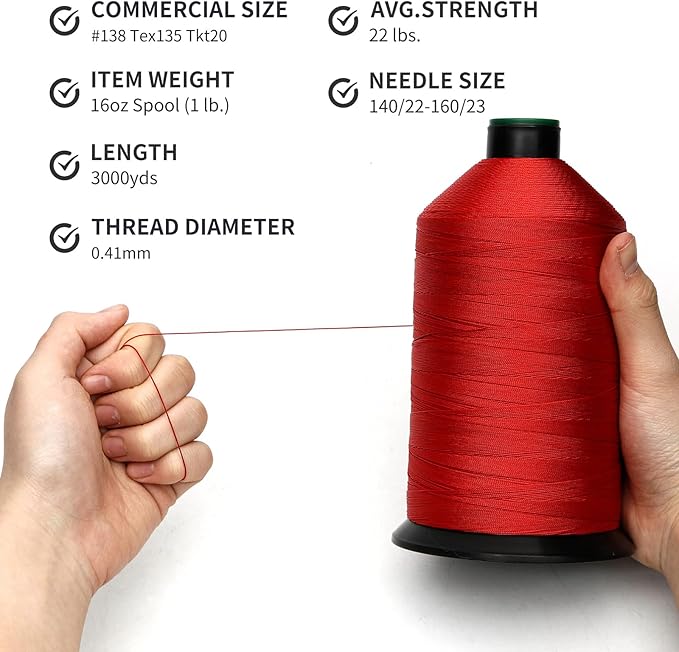 Extra Strong Bonded Nylon Thread #138 Tex135 – 16 OZ, Versatile Stitching - Image 3