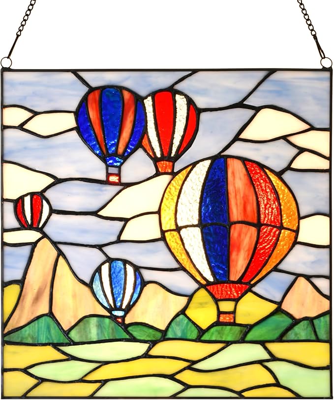 PA0002 Stained Glass Hanging Panel-12 Wx12 H Window Suncatcher Window Décor by HomeBeauty