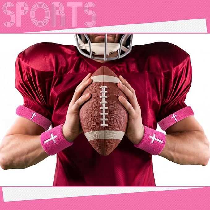 Soulchen 4 pcs Cross Bicep Bands Wrist Bands Christian Arm Sweat Wristbands Absorbent Armband for Men Women Football Baseball Players Sports Activities Supplies